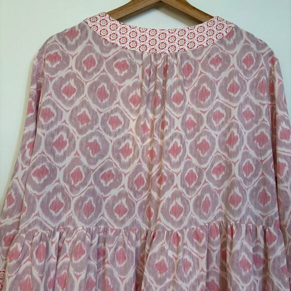 Entro Babydoll Dress Size XL Geometric Ikat Boho Flare Sleeves Flowy Resort NWT - Picture 5 of 13